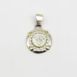 DIJE SAN BENITO 20MM /PLATA Y ORO